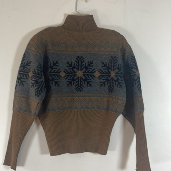 VINTAGE NILS SNOWFLAKE SKI SWEATER MOCK NECK MEDIUM BB - Picture 4 of 5